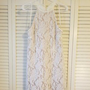 White Lace Halter Dress